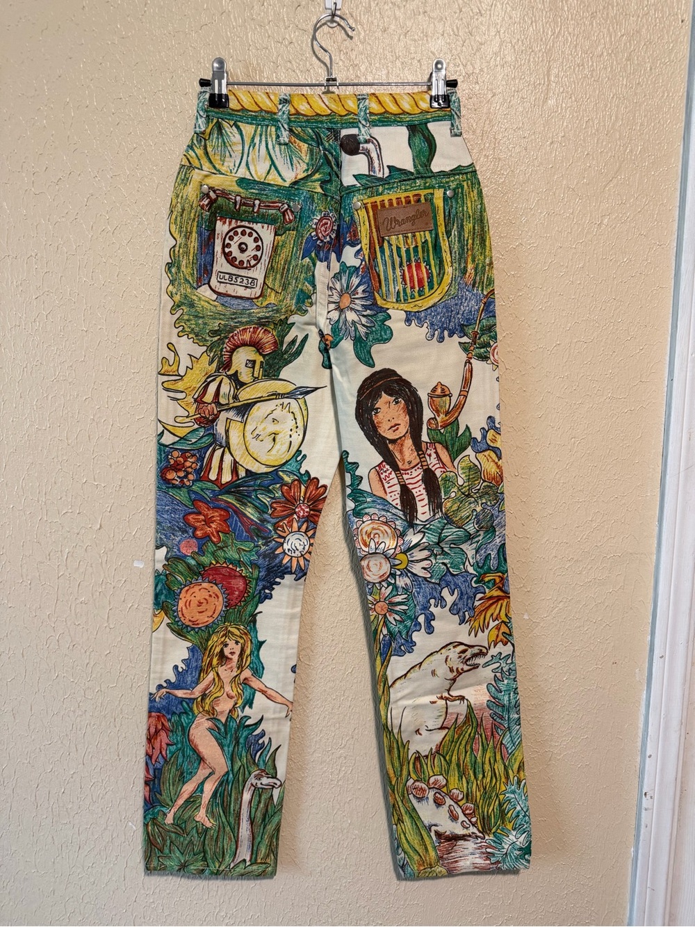 Wrangler Jeans Vintage 1960 Adam and Eve Size 9/10 Rare Find Creation Dinosaurs - Picture 2 of 13
